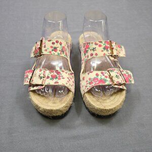 LoveShackFancy x Manebi Womens Size 7.5 Espadrille Sandals Floral Jute Boho